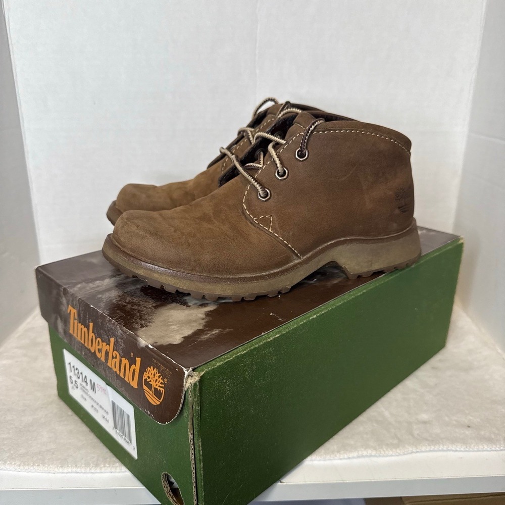Timberland Chukka Boots Womens 5.5 Brown Leather Lace Up Rugged